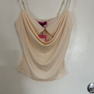 Elegant Cream Drape Neck Women's Top